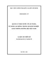 Quản lý nhà nước về an toàn, vệ sinh lao động trong doanh nghiệp giao thông đường bộ việt nam 