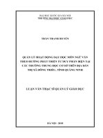 Quản lý hoạt động dạy học môn ngữ văn theo hướng phát triển tư duy phản biện tại các trường trung học cơ sở trên địa bàn thị xã đông triều tỉnh quảng ninh 