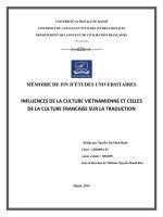 Influences de la culture vietnamienne et celles de la culture francaise sur la traduction 