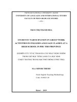 Students’ participation in group work activities in english language classes at a high school in phu tho province 