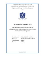 Emploi des interjections en français chez les étudiants du département de langue et de culture françaises 