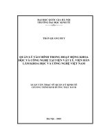 Quản lý tài chính trong hoạt động khoa học và công nghệ tại viện vật lý viện hàn lâm khoa học và công nghệ việt nam 