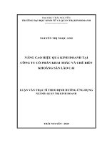 (Luận văn thạc sĩ) Nâng cao hiệu quả kinh doanh tại Công ty Cổ phần khai thác và chế biến khoáng sản Lào Cai