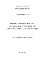 Dạy học tác phẩm đây thôn vĩ dạ của hàn mặc tử từ hướng tiếp cận lịch sử phát sinh và tâm lí học sáng tạo 