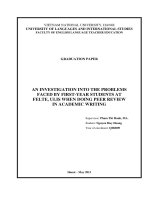 An investigation into the problems faced by first year students at felte ulis when doing peer review in academic writing 