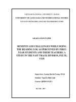Benefits and challenges while doing the reading log as perceived by first year students and their teachers a study in the fast track division felte ulis 