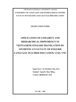 Application of linearity and hierarchical dependency in vietnamese english translation by students at faculty of english language teacher education ulis vnu 