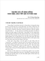 Nghiên cứu về cộng đồng khái niệm cách tiếp cận và phân loại 