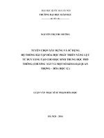 Tuyển chọn xây dựng và sử dụng hệ thống bài tập hóa học phát triển năng lực tư duy sáng tạo cho học sinh trung học phổ thông chương sắt và một số kim loại quan trọng hóa học 12 