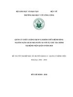 ĐỀ TÀI QUẢN LÝ CHẤT LƯỢNG DỊCH VỤ KHÁM CHỮA BỆNH BẰNG  NGUỒN NGÂN SÁCH NHÀ NƯỚC SO VỚI TỰ CHỦ TÀI CHÍNH  TẠI BỆNH VIỆN QUẬN 8 NĂM 2018