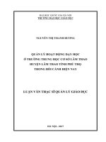 Quản lý hoạt động dạy học ở trường trung học cơ sở lâm thao huyện lâm thao tỉnh phú thọ trong bối cảnh hiện nay 