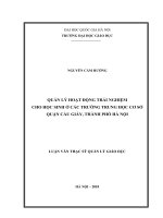 Quản lý hoạt động trải nghiệm cho học sinh ở các trường trung học cơ sở quận cầu giấy thành phố hà nội 