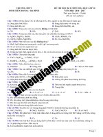 Đề thi HK2   hóa 10   THPT đinh tiên hoàng   hà nội  2016   2017  có lời giải
