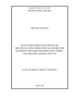 Quản lý hoạt động ngoài giờ lên lớp theo hướng tiếp cận trải nghiệm sáng tạo cho học sinh tại trường trung học phổ thông thực nghiệm 