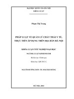 Pháp luật về quản lý chất thải y tế, thực tiễn áp dụng trên địa bàn hà nội 