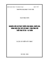Nghiên cứu sự phát triển cân nặng chiều dài vòng đầu của trẻ sơ sinh tương ứng với tuổi thai từ 28 42 tuần