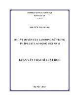 Bảo vệ quyền của lao động nữ trong pháp luật lao động việt nam 