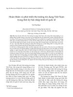 Hoàn thiện và phát triển thị trường tín dụng việt nam trong thời kỳ hội nhập kinh tế quốc tế 