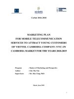 Marketing plan for mobile telecommunication services to attract young customers of viettel cambodia company vtc in cambodia market for the years 2018 2019 