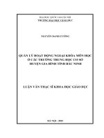 Quản lý hoạt động ngoại khóa môn học ở trường thcs huyện gia bình tỉnh bắc ninh 