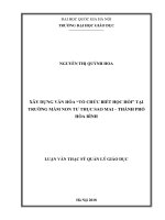 Xây dựng văn hóa “tổ chức biết học hỏi” tại trường mầm non tư thục sao mai thành phố hòa bình 