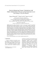 Factors influencing citizens’ satisfaction with public administrative services at the grassroots level case study of tay ho district 