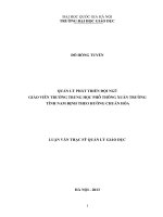 Quản lý phát triển đội ngũ giáo viên trường trung học phổ thông xuân trường tỉnh nam định theo hướng chuẩn hóa 