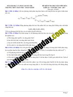 Đề thi HK2   hóa 10   THPT trần phú   hà nội   2017   2018  có lời giải