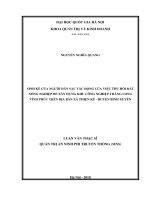 Sinh kế của người dân sau tác động của việc thu hồi đất nông nghiệp để xây dựng khu công nghiệp thăng long vĩnh phúc trên địa bàn xã thiện kế huyện bình xuyên 
