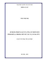 Áp dụng pháp luật của tòa án nhân dân tỉnh sơn la trong xét xử các vụ án ma túy 