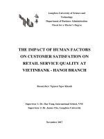 The impact of human factors on customer satisfation on retail service quality at vietinbank hanoi branch 