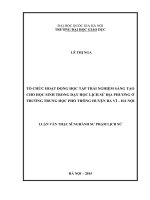Tổ chức hoạt động học tập trải nghiệm sáng tạo cho học sinh trong dạy học lịch sử địa phương ở trường trung học phổ thông huyện ba vì hà nội 