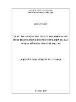 Quản lý hoạt động học tập của học sinh bán trú ở các trường trung học phổ thông trên địa bàn huyện chiêm hóa tỉnh tuyên quang 