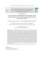 An assessment of sustainable development in the south central coast of vietnam during the period from 2010 to 2016 