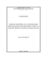 Đánh giá ảnh hưởng của các phương pháp kiểm tra đánh giá đến hoạt động tự học của sinh viên trường cao đẳng sư phạm lạng sơn 