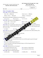 Đề thi HK2   hóa 10   THPT minh châu   hưng yên   2017   2018  có lời giải