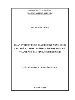 Quản lý hoạt động giáo dục kỹ năng sống cho trẻ 5 tuổi ở trường mầm non ninh xá thành phố bắc ninh tỉnh bắc ninh 