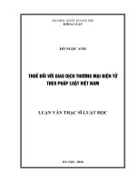 Thuế đối với giao dịch thương mại điện tử theo pháp luật việt nam 