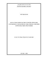 Quản lý hoạt động dạy học ở trường trung học cơ sở kinh bắc thành phố bắc ninh tỉnh bắc ninh theo hướng hoạt động trải nghiệm 