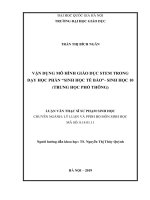 Vận dụng mô hình giáo dục stem trong dạy học phần sinh học tế bào sinh học 10 trung học phổ thông 