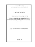 Nghiên cứu mối quan hệ giữa sinh kế của người dân địa phương và hoạt động bảo tồn ở khu bảo tồn thiên nhiên đất ngập nước vân long tỉnh ninh bình 