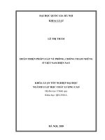 Hoàn thiện pháp luật về phòng, chống tham nhũng ở việt nam hiện nay 