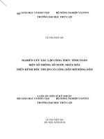 (Luận án tiến sĩ) Nghiên cứu xác lập công thức tính toán một số thông số nước nhảy đáy trên kênh dốc thuận có lòng dẫn mở rộng dần