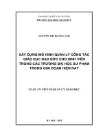 Xây dựng mô hình quản lý công tác giáo dục đạo đức cho sinh viên trong các trường đại học sư phạm trong giai đoạn hiện nay 