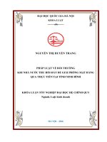 Pháp luật về bồi thường khi nhà nước thu hồi đất để giải phóng mặt bằng qua thực tiễn tại tỉnh ninh bình 