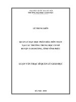 Quản lý dạy học phân hóa môn toán tại các trường trung học cơ sở huyện tam dương tỉnh vĩnh phúc 