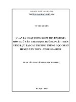 Quản lý hoạt động kiểm tra đánh giá môn ngữ văn theo định hướng phát triển năng lực tại các trường thcs huyện yên thủy tỉnh hòa bình 