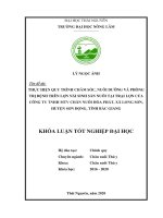 Thực hiện quy trình chăm sóc, nuôi dưỡng và phòng trị bệnh cho lợn nái sinh sản tại trại của công ty TNHH MTV chăn nuôi hòa phát, xã long sơn, huyện sơn động, tỉnh bắc giang 