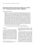 Đô thị thuộc địa kiểu tây ban nha ở đông nam á thế kỷ xvi trường hợp thành phố manila philippines 