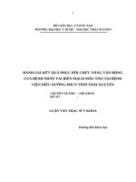 LUẬN VĂN THẠC SỸ HOÀN CHỈNH (Y DƯỢC) đánh giá kết QUẢ PHỤC hồi CHỨC NĂNG vận ĐỘNG của BỆNH NHÂN TAI BIẾN MẠCH máu não tại BỆNH VIỆN điều DƯỠNG PHCN TỈNH THÁI NGUYÊN